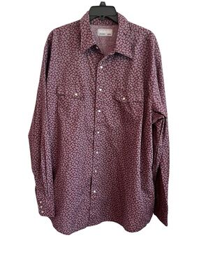 Wrangler Wrancher Western Pearl Snap Shirt Men’s 2XL Burgundy Paisley